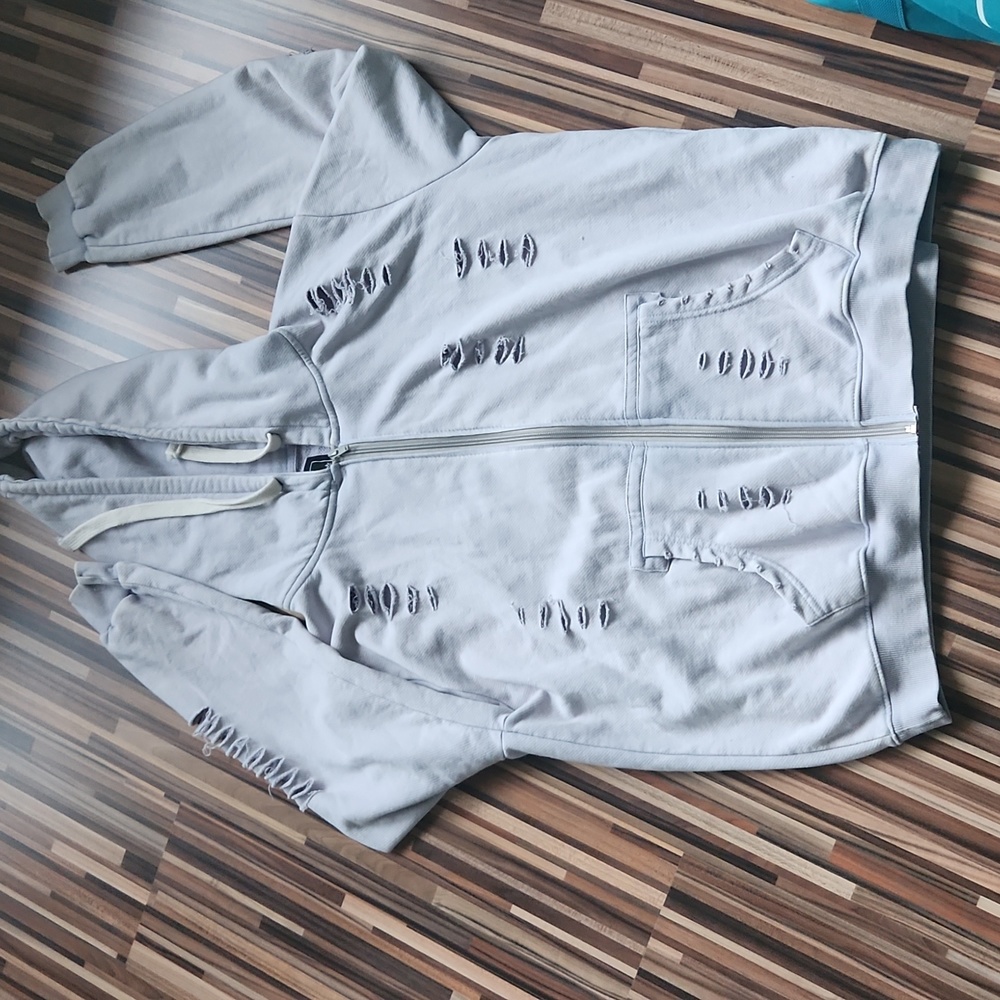 Chelsea Deboer Laurie Belles Lily & Lottie distressed zip front hoodie